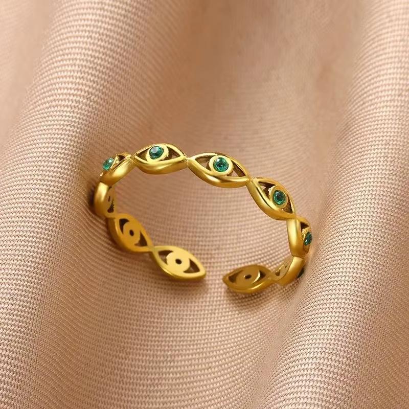 Stainless Steel Punk Irregular Wave Broad Surface Ring For Women Creative Gold Color Open Rings Waterproof Finger Jewelry Gifts
