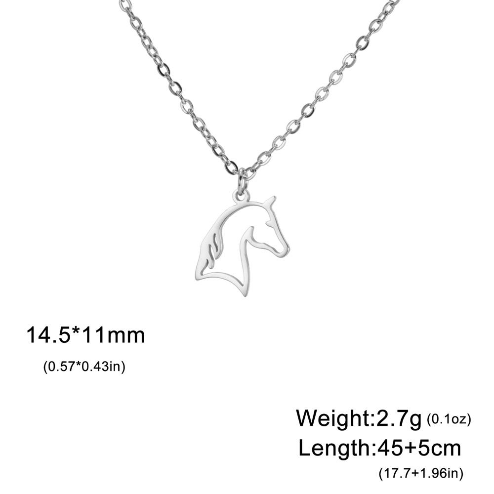 My Shape Horse and Horsehoe Pendant Necklaces for Women Girls Stainless Steel U-Shaped Horse Animal Choker Chain Jewelry Gifts