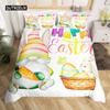 Kawaii Rabbit Duvet Cover Cute Pet Animal Comforter Cover Boho Floral Easter Eggs Bedding Set Happy Easter Gifts for Girls Teens