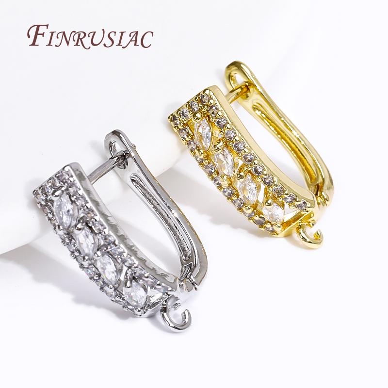 18K Gold Plated Eingelegte Zirkon Ohrhaken Verschlüsse Beschläge Ohrbügel Haken Für Handgemachte DIY Ohrringe Schmuckherstellung Zubehör
