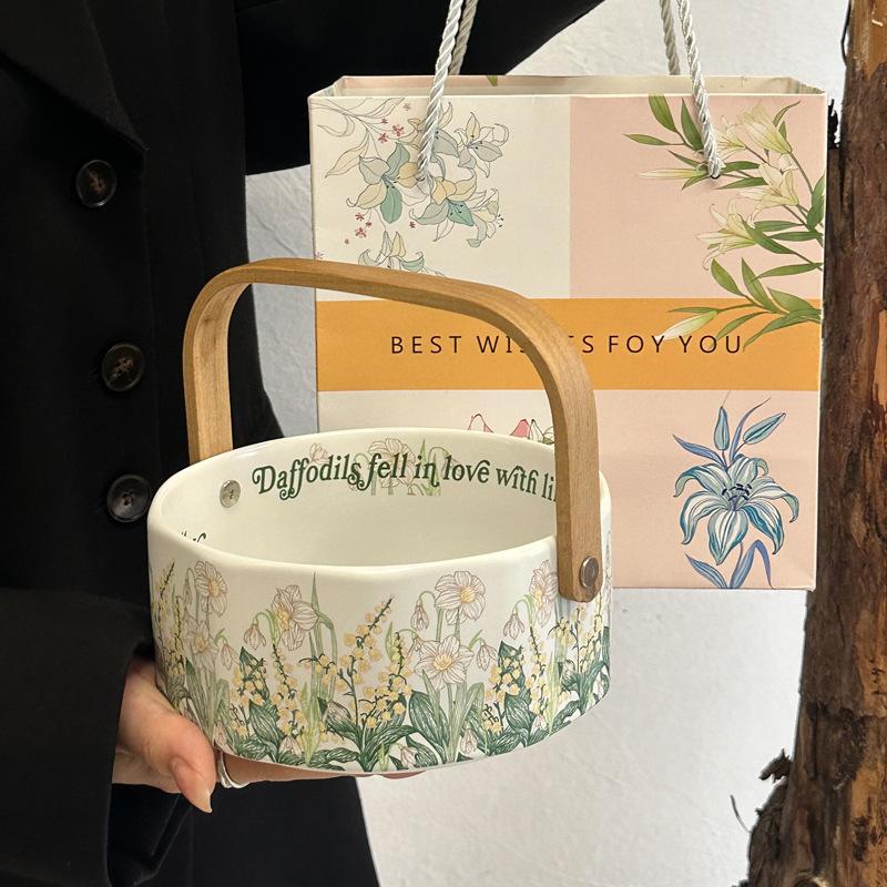 Green Lily of the Valley Mug Ceramic Coffee Cup Saucer Set Gift Box Girls Birthday Gift Mid-Autumn Festival Souvenir