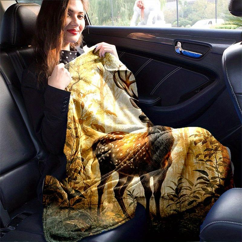 1pc. Majestic Deer Forest Scene Blanket - Perfect for Home, Office, Outdoor Use, Gift Idea, Suitable for All Seasonsz041727