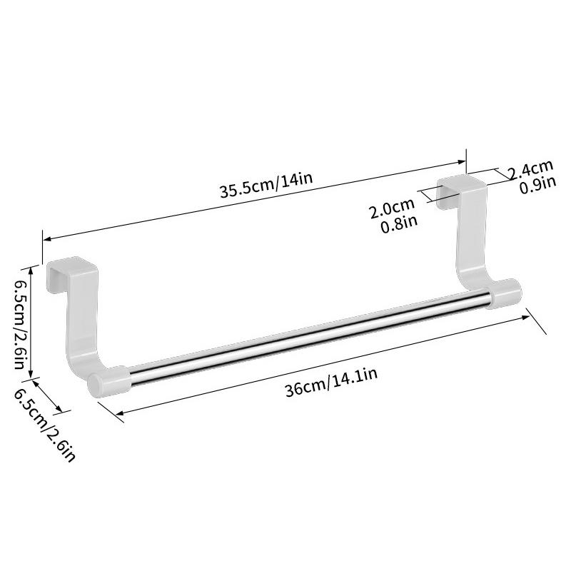 Towel Rack Over Door Stainless Steel Towel Bar Storage Organizer Bathroom Kitchen Cabinet Door Hanging Towel Rack