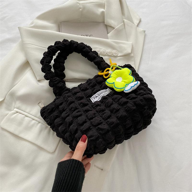 Portable bubble bag women's summer 2025 new trendy fashion pleated small tote bag versatile ins shoulder messenger bag