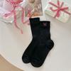 Female Spring and Summer Thin Idea Yarn Bow Embroidery Lace In The Tube Pile Socks