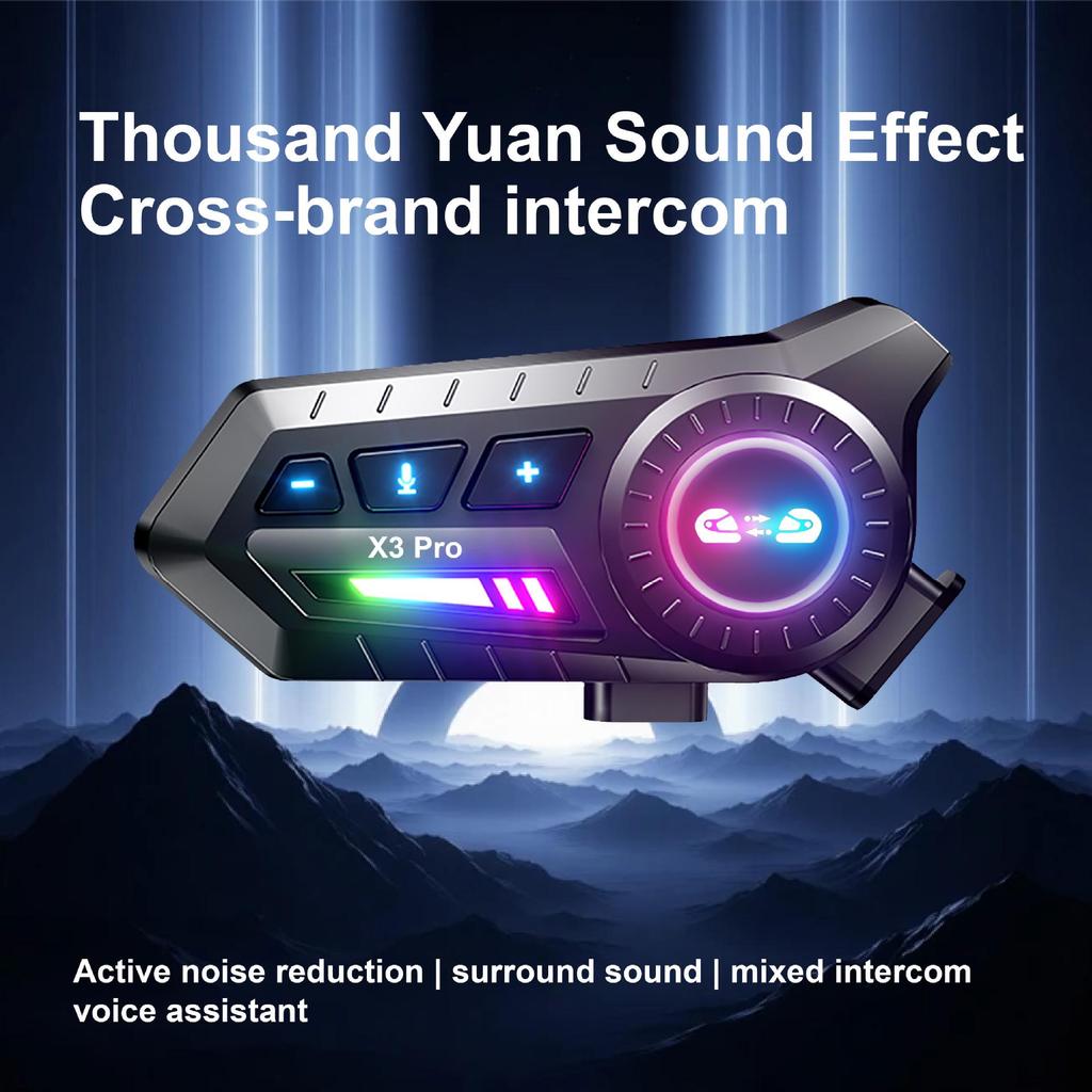 X3 X3PRO Bluetooth Noise-Canceling Motorcycle Helmet Earphones - Waterproof with Long Battery Life.