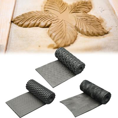 Clay Texture Roller Pottery Stamp Roller Tool Textured Rolling Pins for Ceramic Slab Modeling Painting