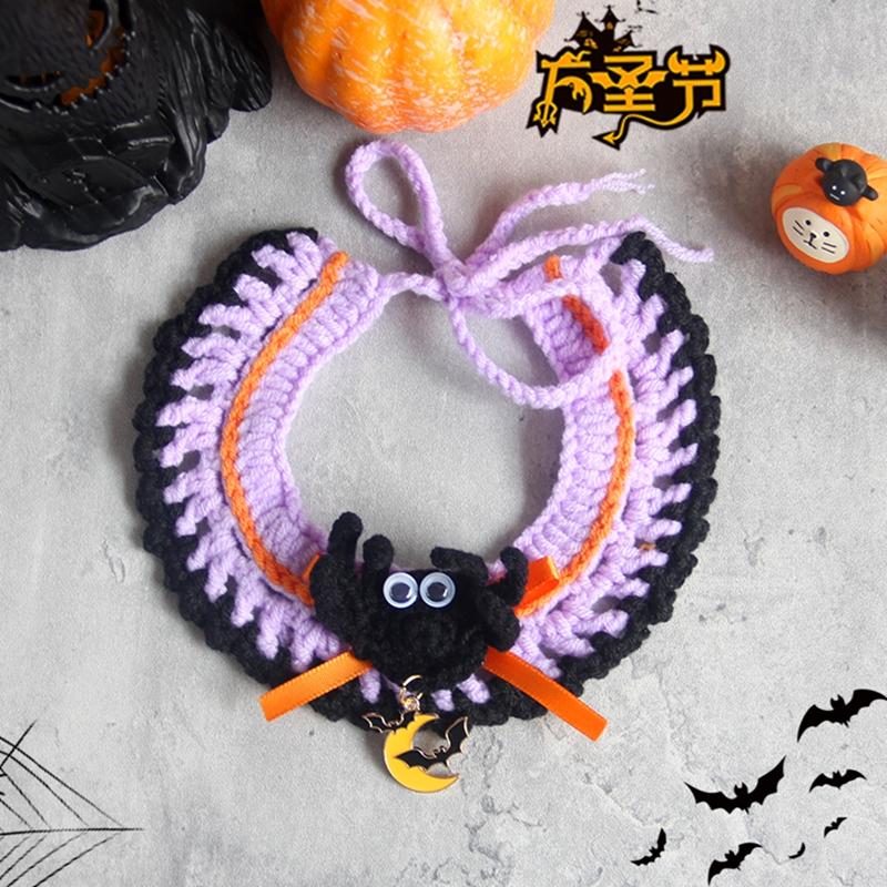 Handgefertigte Katzenhalsbänder, abreißbares Kätzchenhalsband, Haustier-Cosplay-Kostüm, gehäkeltes Haustierhalsband, Neujahrsdekoration, Weihnachtsgeschenk