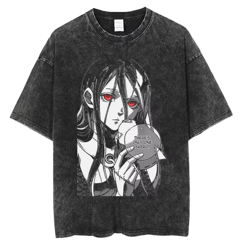 Anime Deadman Wonderland Shiro Grafické tričko Pánské Dámské Manga Trička Vintage Prané Tričko Harajuku Oversized Tričko