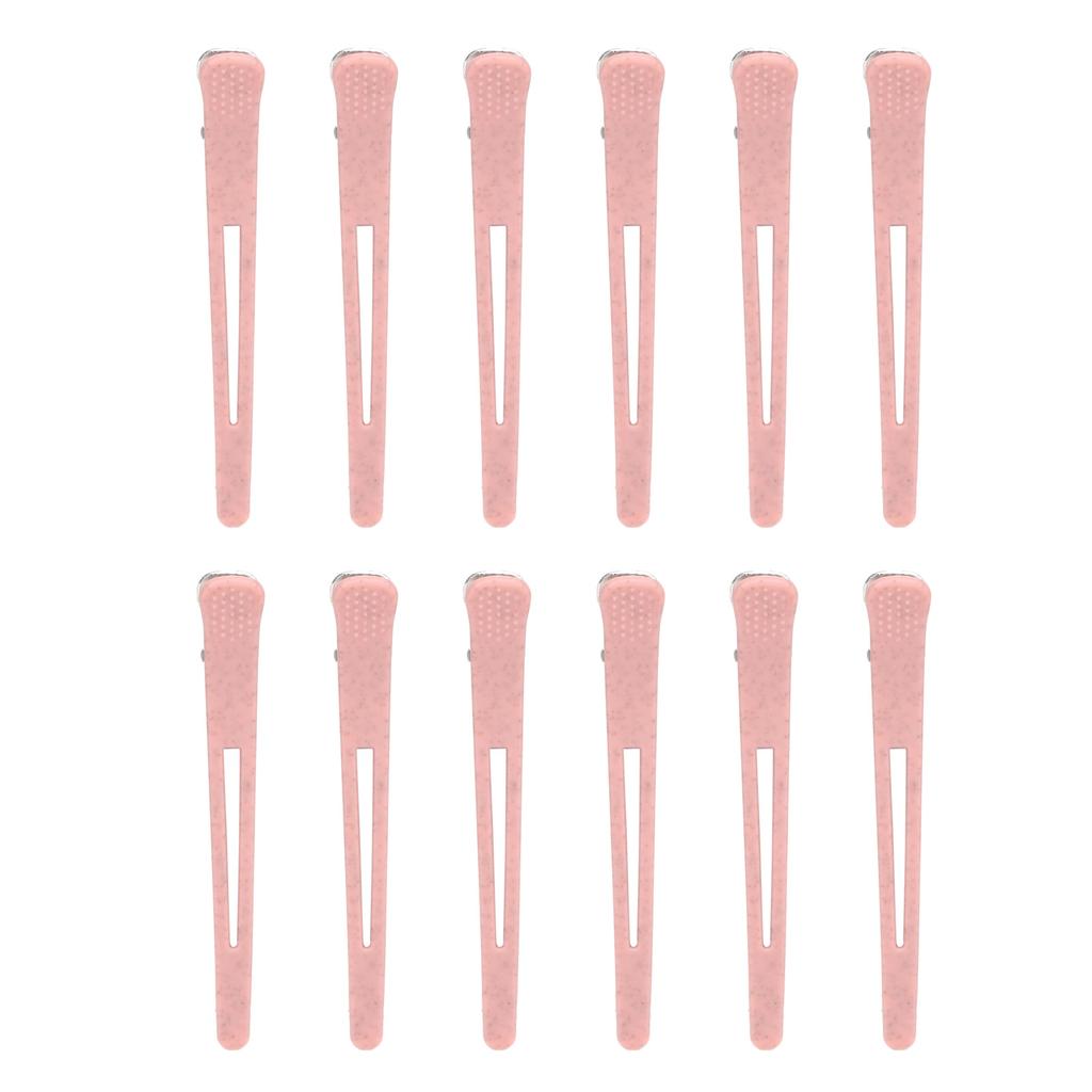 12pcs Salon Hair Clips Set Professional Home Portable Pink Sectioning Hair Clips Styling Tool