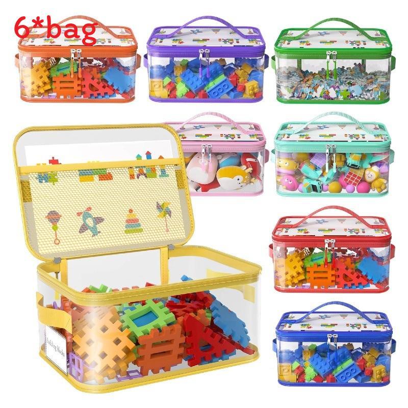 Storage Bag Large Capacity Kids Toy Organizer With Clear Pvc For Home Playroom