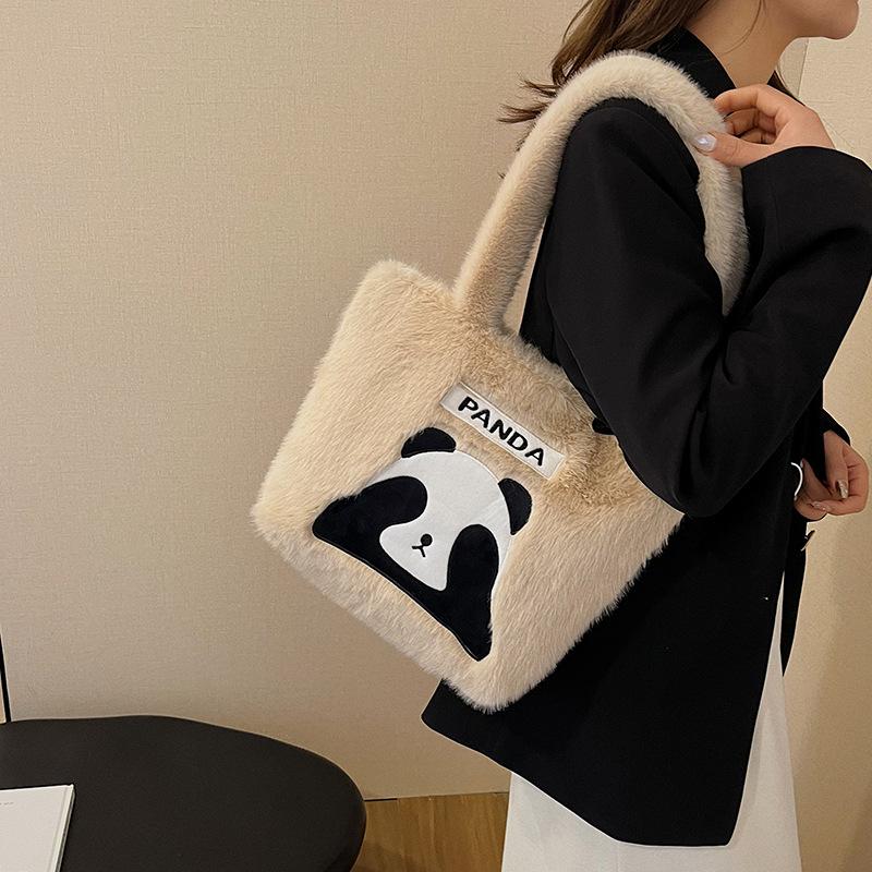 Hot-selling Panda Plush Underarm Bag Hand Carry Large Capacity Plush Handbag Women's Crossbody Shoulder Bag Tote