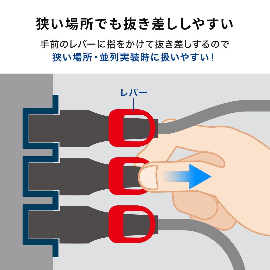SANWA SUPPLY Lock Plus Power Cord with Anti-Disconnection Lock (2m) APW15-C14C15LS-2