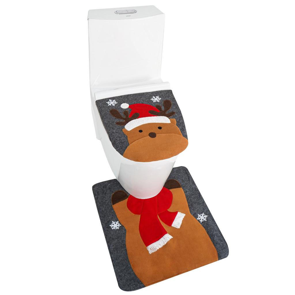 

Christmas Santa Gnome Toilet Cover Set Festive Bathroom Decor Home Gift New Year Accessories