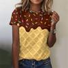 T-shirt con motivo gelato da donna, dessert colorati, t-shirt stampate in 3D, moda estiva, magliette street, maniche corte, girocollo