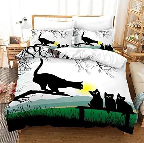 Cat Duvet Cover Set Lovely Animal Bedding Multiple Colour Bed Sets 2/3/PCS Quilt Covers/Pillowcases Twin/Full/Queen/King Size