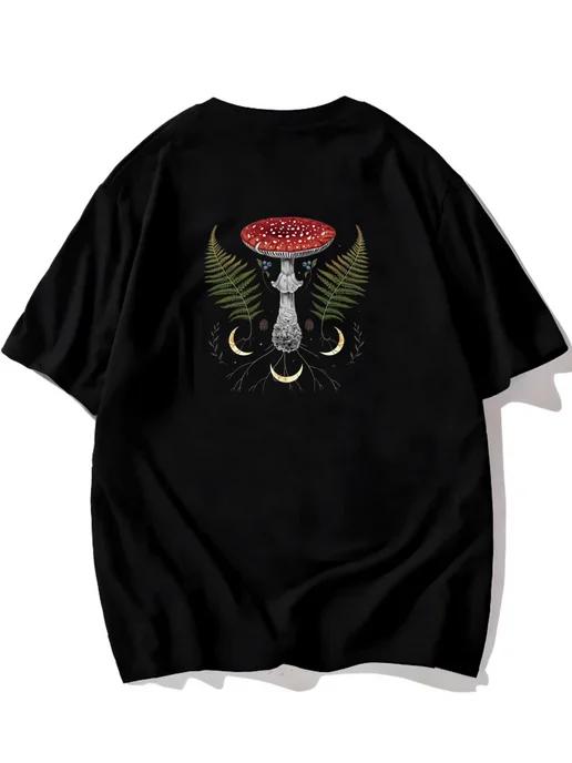 Oversized T-shirt with a mushroom print 4XL