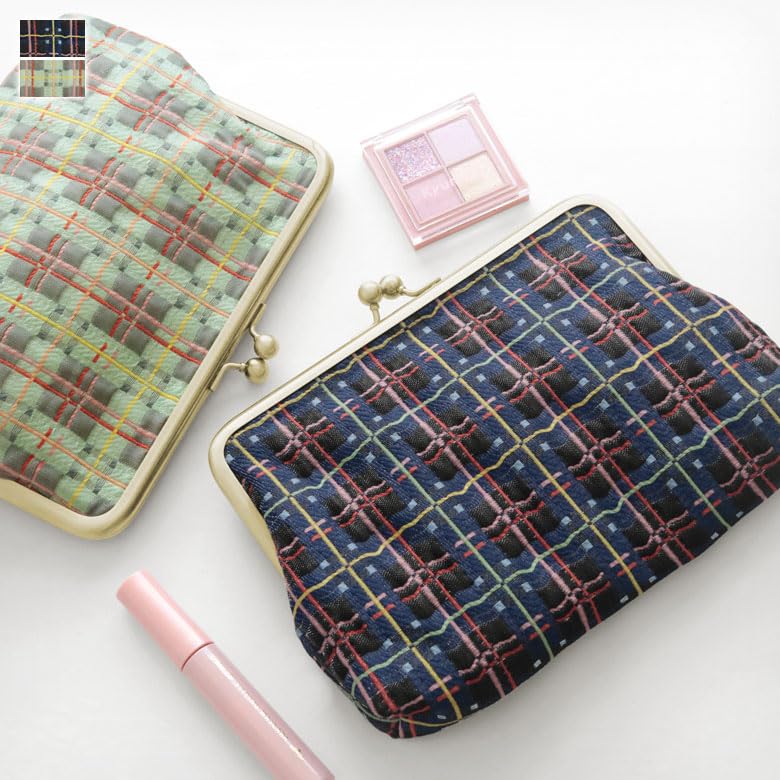 AYANOKOJI Flat Pouch with Made in Japan Check 6-inch Gusset, Large, (Pop Mint)