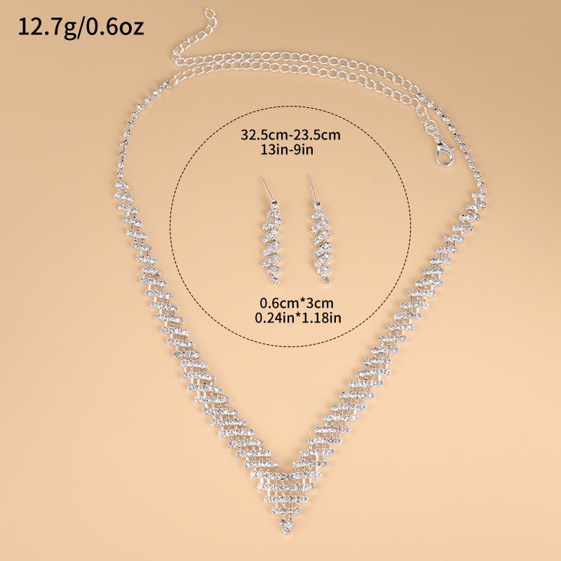 Bridal Claw Chain Jewelry Rhinestone Temperament Diamond Earrings Necklace Set Versatile