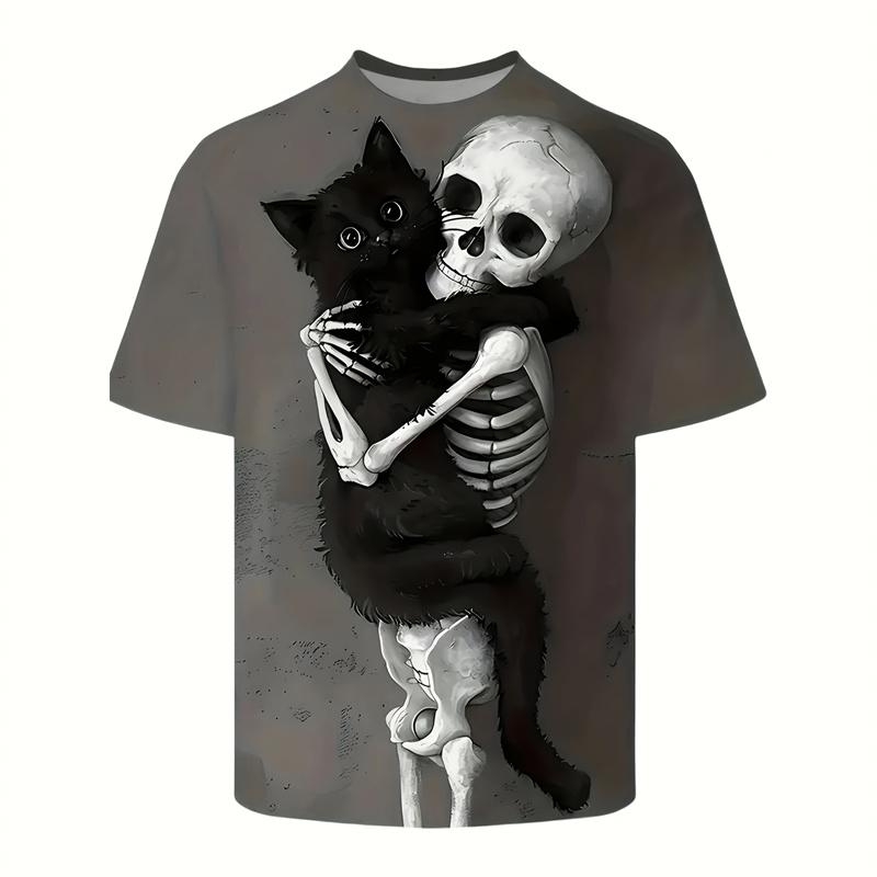 Funny Cats 3D Printed T-Shirt Men Animal Pets Cat Summer O-Neck Tops Streetwear Short Sleeve