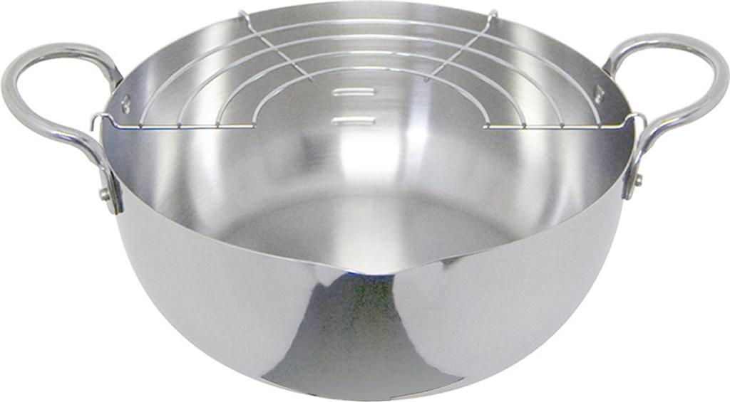 Urushiyama Metal Industry 22cm Tempura Pan with Stainless Steel Heat Retention for Crispy Gas and Induction Made in SG Products Stainless Steel Fryer