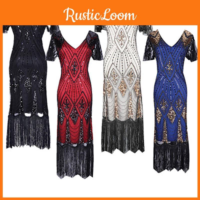 Beaded Womens Sequins Sleeveless Cocktail 1920s Dress Party Evening Gown Prom