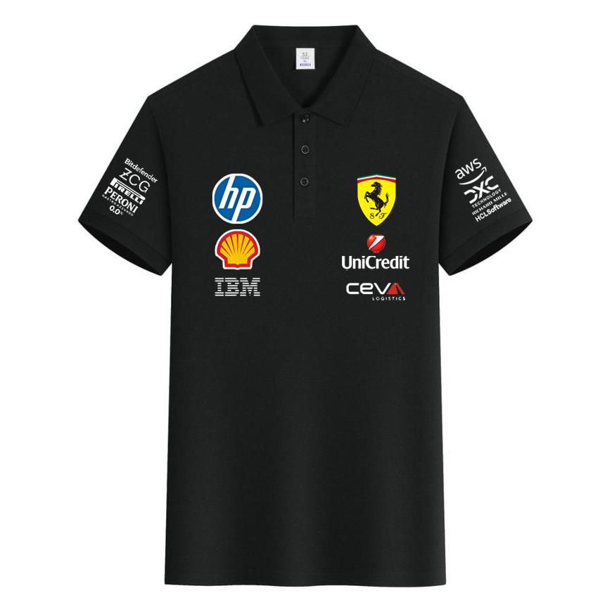 Ferrari Summer Pure Cotton F1 Racing Team Uniform T-shirt Short Sleeved Ferrari Polo Shirt Versatile Top
