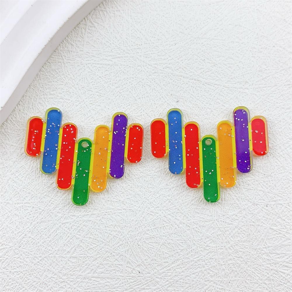 10pcs Love Heart Pride Month Pendant Beads One Side Printing DIY Jewelry Accessory  DIY Earrings