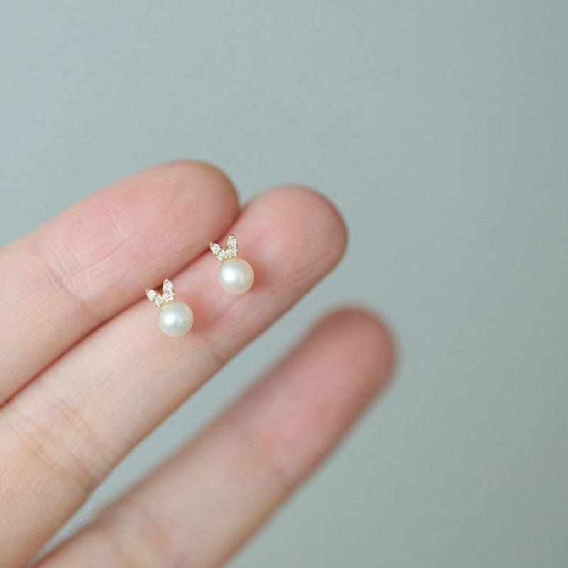 Pearl Rabbit Shape Ears Cute Sweet Style Ears French Retro Earrings