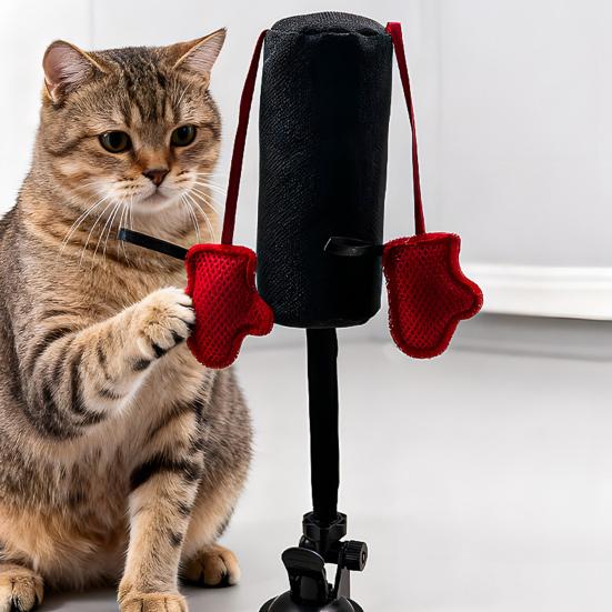 Brinquedo de Boxe para Gato Brinquedo Saco de Pancadas para Gato com Ação Oscilante com Mola Brinquedo de Boxe Interativo com Base de Ventosa para Diversão de Exercício para Gatinho em Interior