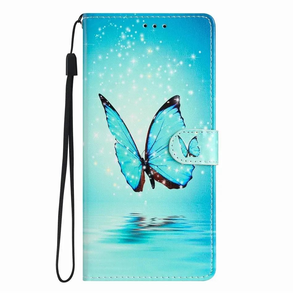 Cute Rose Flower Painted Case for Samsung Galaxy A22 A21S A15 A16 A17 A20 A20E A23 A24 A25 A26 A30 A30S A32 5G Cash Wallet Coque
