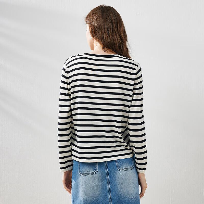 Women's Lyocell Blend Striped Long Sleeve Knit Top
