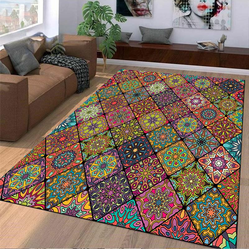 Colorful Geometric Pattern Rug for Vibrant Spaces Suitable for use as an anti-slip game mat for living room and bedroom sofas