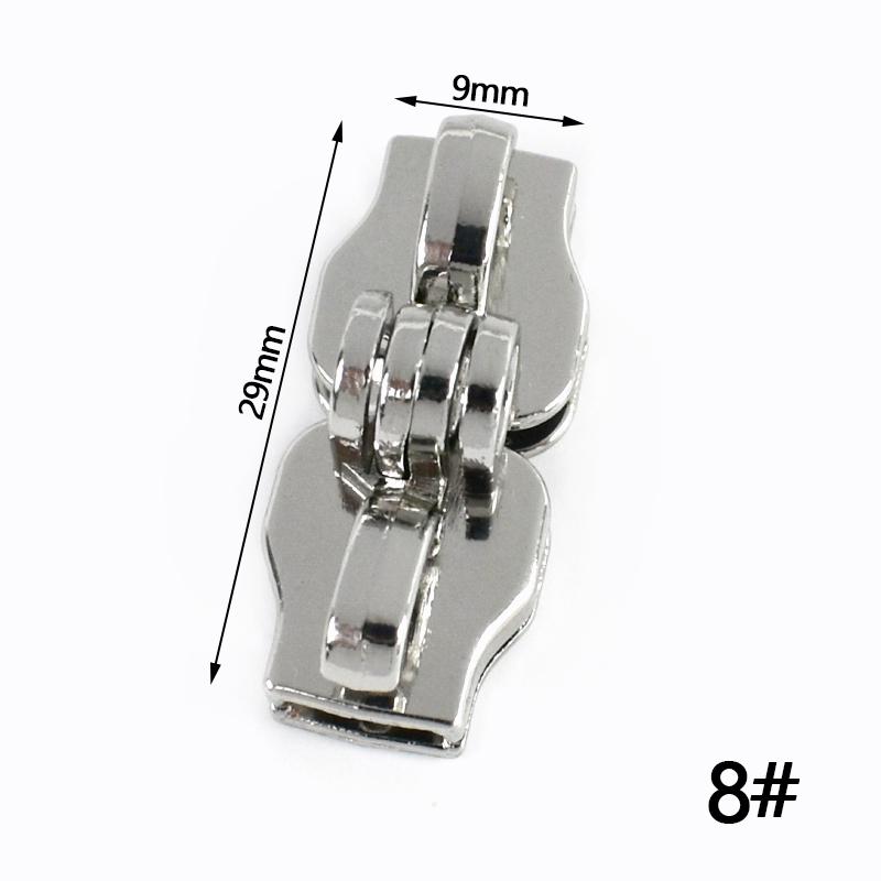 2/5/10Pairs 5# 8# 10# Lockable Nylon Zipper Sliders Double Hole Safety Zip Lock for Luggage Zips Puller Closure Repair Accessory