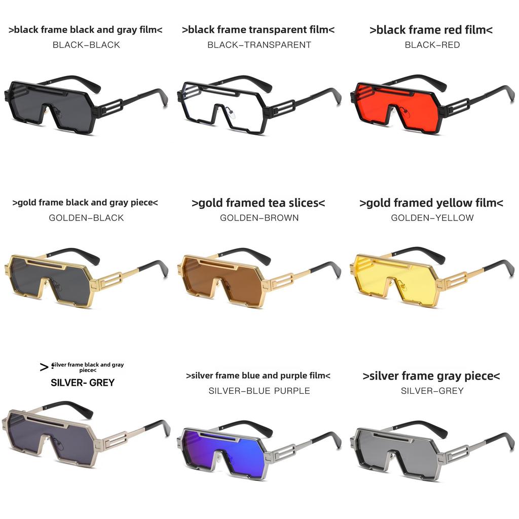 Cyberpunk Square Sunglasses With Metal Frame Uv400 For Cycling And Travel