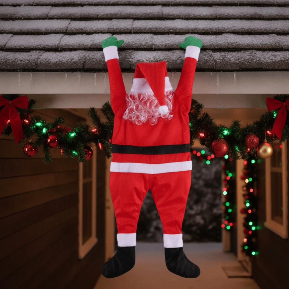 Velvet Climbing Santa Claus Decoration Self-adhesive Christmas Background Decoration Stair Railing