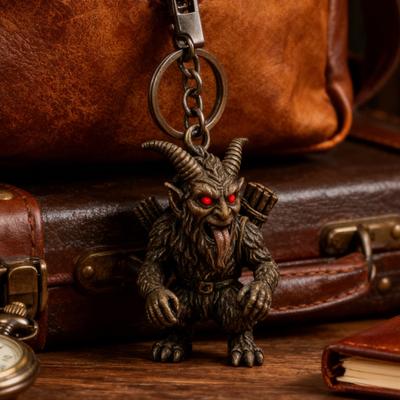 Krampus Keychain Vintage Carved Horror Creature Demon Key Ring Backpack Schoolbag Hanging