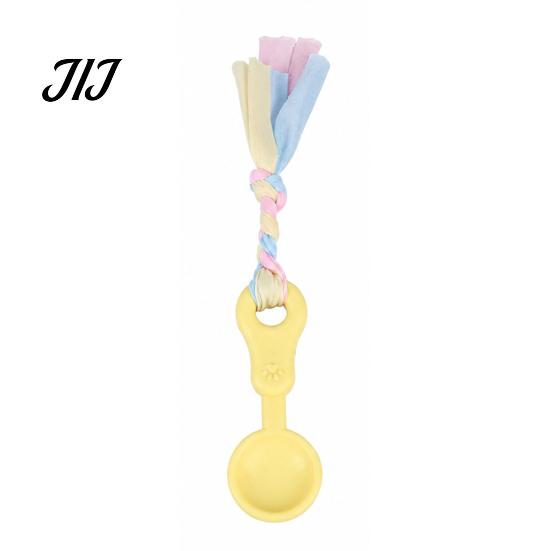 Macaron Color Dog Toy Molar Chewing with Rope, TPR Spoon Head Durable Woven Dental Cleaning Knot Training Toy, Colors Teeth Interactive Pet Tug of War