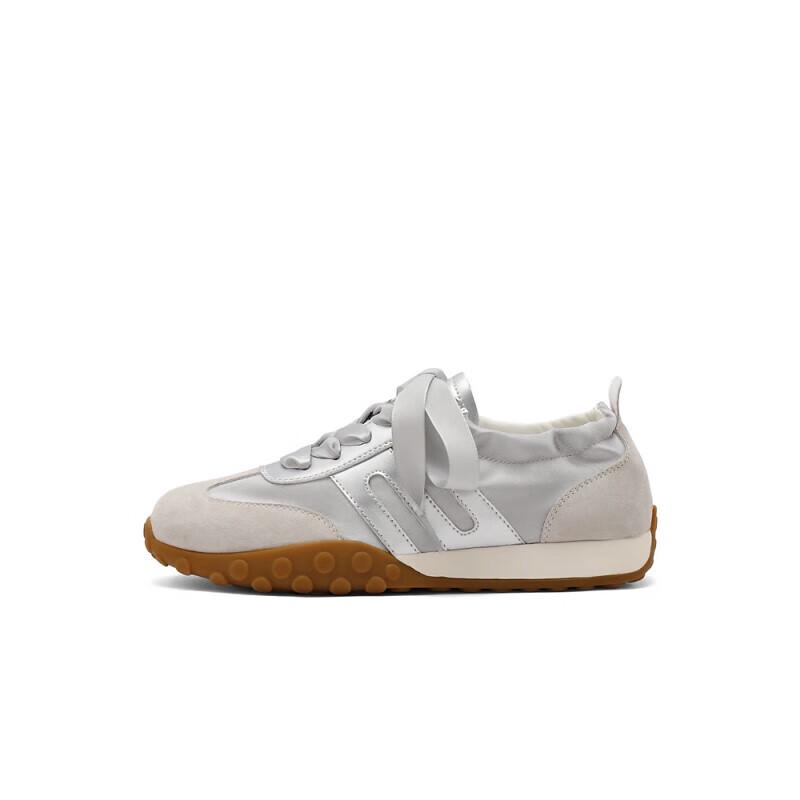 Belle Women s Silver Patchwork German Trainer Sneakers EU 35