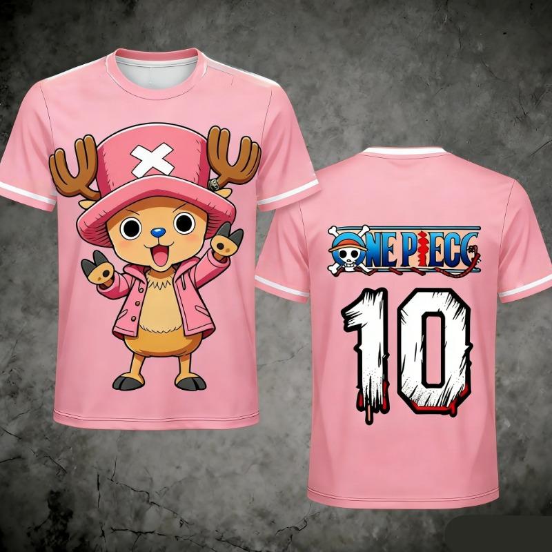 Men's One Piece Anime Tee Franky Iron Man Print Boys Clothes Girls Short Sleeve Men Jersey Casual Lightweight Tops