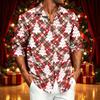 Men's Casual Long Sleeve Shirt with Christmas Print for Spring, Fall and Everyday Wear