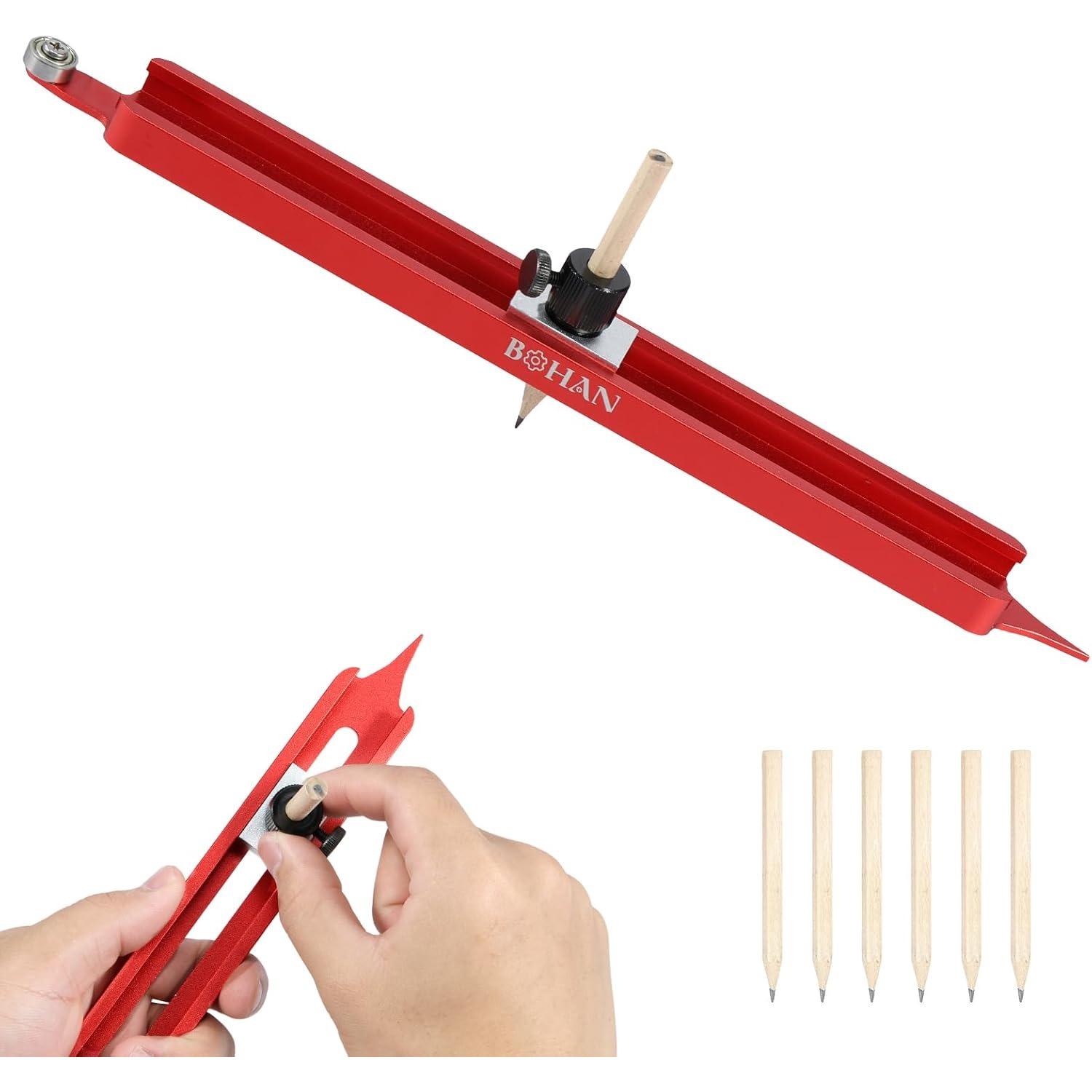 Profile Scribing Ruler with 6 Pencil Precise Contour Scribe Tool Multifunctional Profile Gauge Tool Adjustable Irregular Shape Measuring Ruler красный