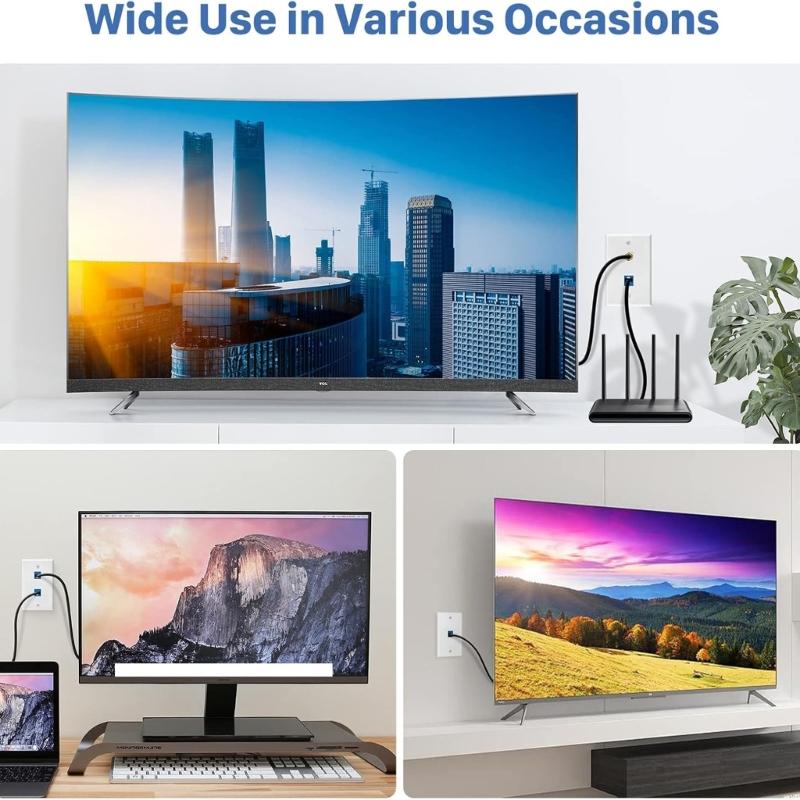 Ethernet Wall Plate Female Pass Through Outlet Panel for Networks Connectors Single/Double Port TV Cable Wall Plate