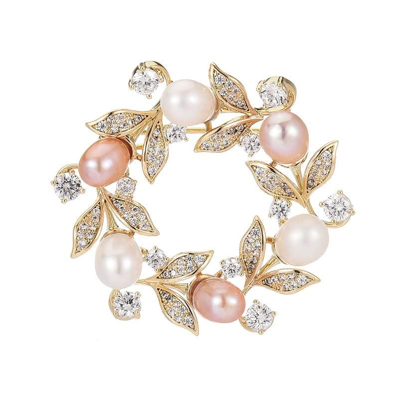 

Freshwater pearl flower cubic zirconia pearl flower perfect for gift for women and comes with gift box brooch, corsage, graduations, weddings,