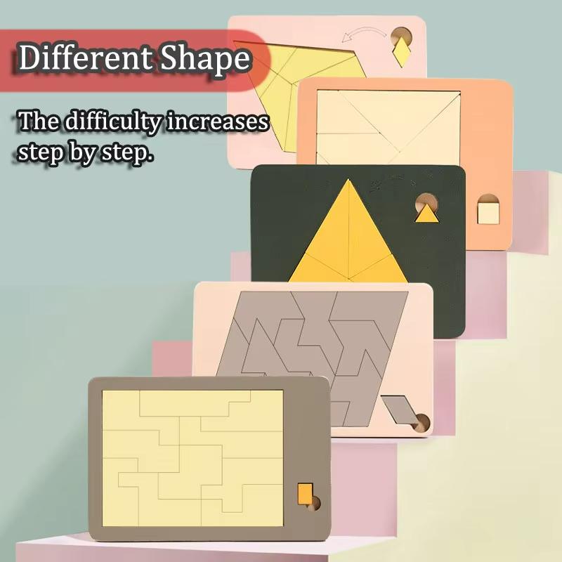 Wooden Geometric Puzzles Challenge Impossible Brain Burning Decompression IQ Mind Brain Teaser Jigsaw Puzzle for Children
