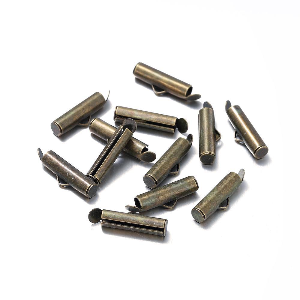 Sliding Buckle Earring Tassel Connector Tube Clip, 10-40mm Single Groove Slide Rail Tube