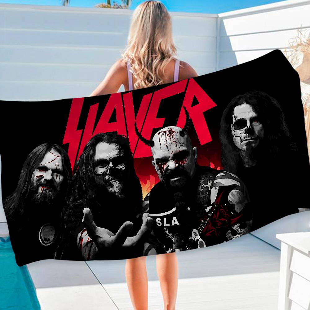 Slayer Heavy Metal Band Music Bath Towel Microfiber Soft Water Absorbing Breathable For Girl Kids Decorative Cartoon