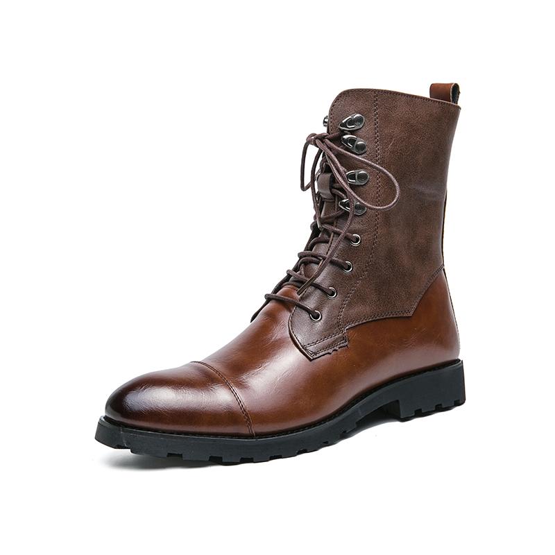 FashionMen's Shoes Autumn and Winter High Top New Fashion Casual Black Boots British Style Non-slip Motorcycle Boots Trend Work Shoes