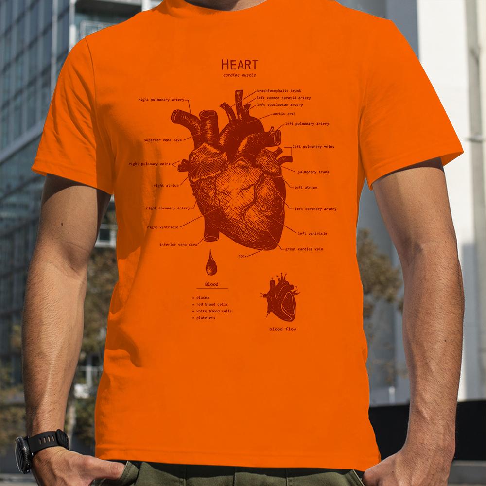 

Анатомия сердца Футболка Лето Мужчины Улица Хип-хоп Панк Стиль Мальчик Свободная Оверсайз унисекс Повседневная Мода Футболки 4XL