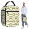 Cute Frog On Lotus Leaves Insulated Lunch Bag for Women Office Cooler Thermal Food Box Tote Leakproof Lunch Boxes Container